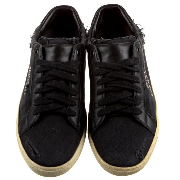 Saint Laurent – Signature Logo Distressed Canvas Sneakers (Black) – 38 - Picture 5 of 6